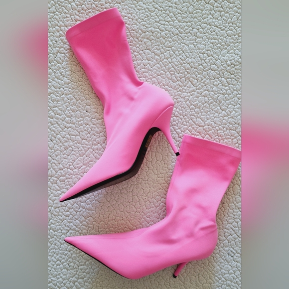 NWOB BALENCIAGA Pointed Toe Sock Knife Booties Neon Pink Eu 41 US 11 Org $1,490 - Picture 13 of 16